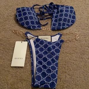 Gucci Blue and White 2 piece Bikini Swimsuit. New with tags.